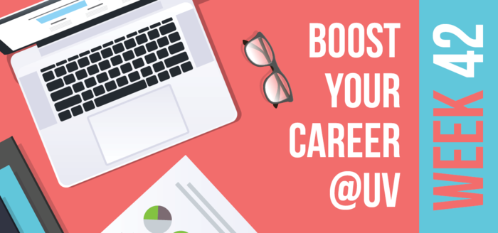 Week 42 banner, with the text "Boost your career at UV. Week 42"