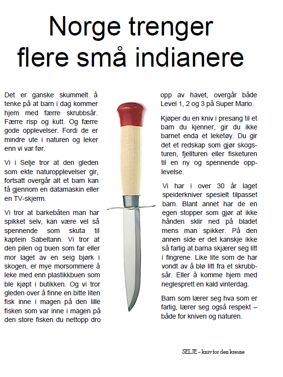 Reklameplakat "Norge trenger flere små indianere"