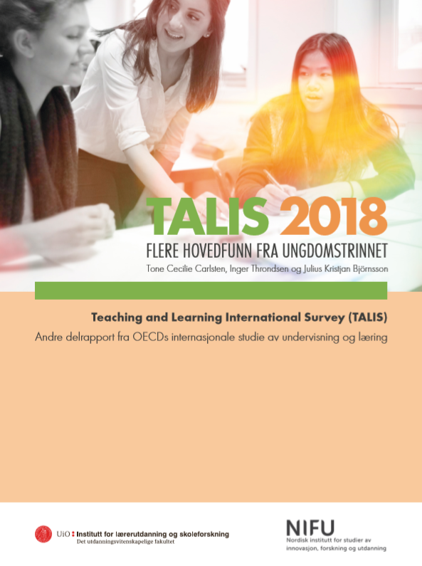 Forside til TALIS kortrapport 2018. Bilde fra klasserom.