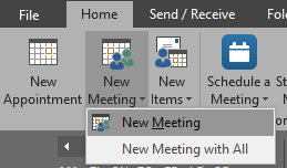Skjermdump som viser knappen "new meeting".