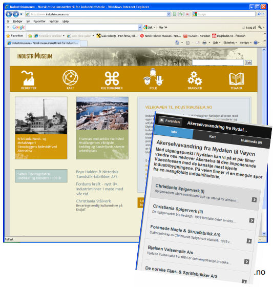 Screenshot of Industri museets homepage