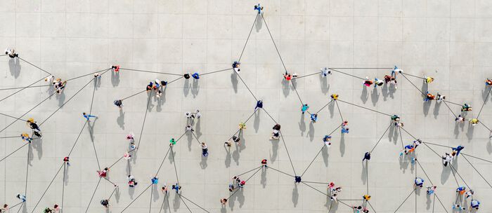 Network of people seen from above