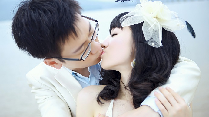 kinesisk brudepar.Foto.