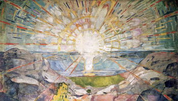 Illustrasjonsfoto: Maleriet "Solen" av Edvard Munch. Sol og horisont.