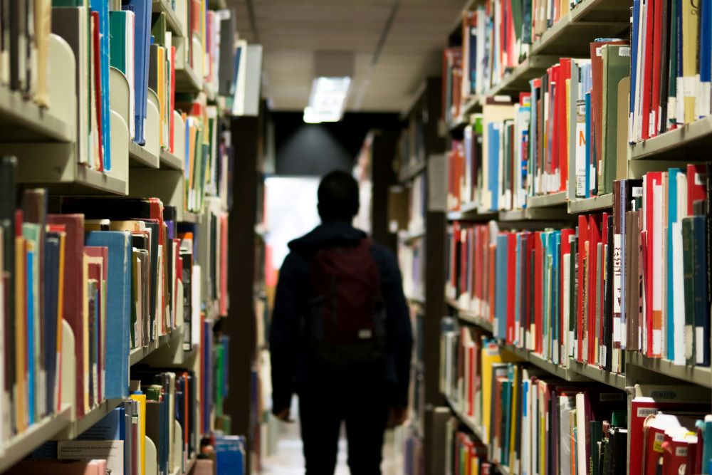a man who is in the library