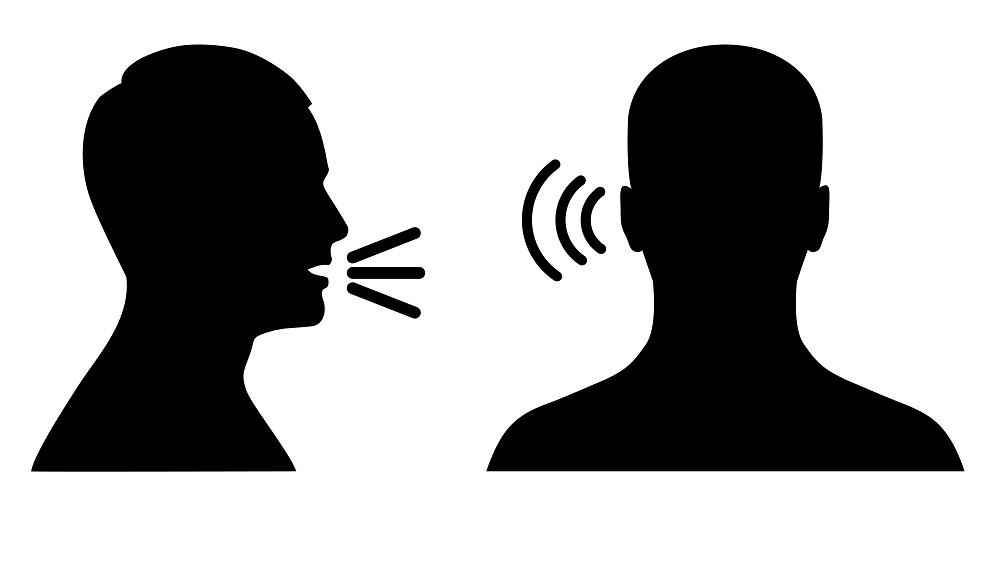 illustrasjon av en person som snakker til en annen person