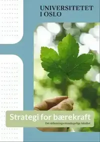 Skjermdump av strategiens forside. Tittel og bilde av et grønt blad. 
