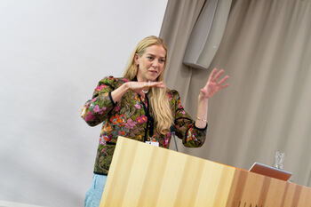 Microphone ,Podium ,Gesture ,Curtain ,Spokesperson.