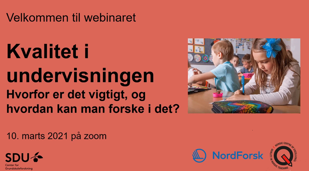 Introductory slide of the webinar with the title and logos of SDU, NordForsk and QUINT