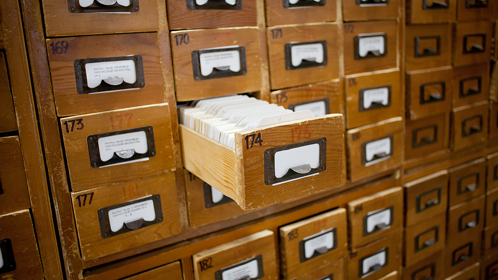 Illustration photo of a library index archive. 